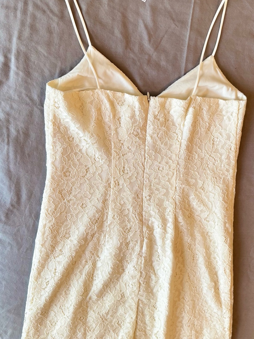 J. CREW Cream Lace Beaded Fringe Slip Dress - Wedding & Evening Dress - Picture 7 of 16
